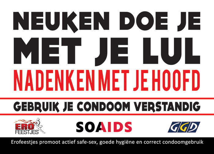 Flyer safe-sex bij Erofeestjes